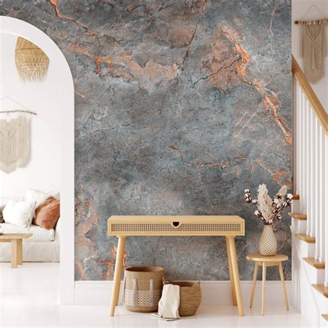 Stone Marble Texture With Orange Cracks Wallpaper A Peel And Stick Self Adhesive Wall Mural That