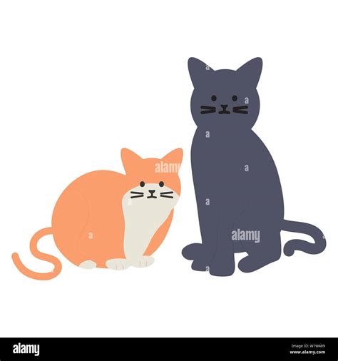 Cute Cats Mascots Adorables Characters Vector Illustration Design Stock