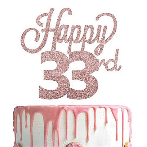 LINGTEER Happy 33rd Birthday Cake Topper - Cheers to 33rd Birthday 33 ...