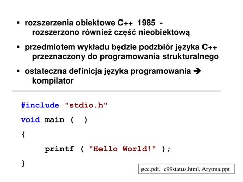 PPT Język C proceduralny j ę zyk programowania PowerPoint