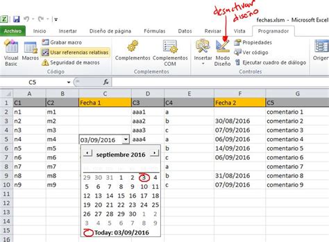 Excel Introducir Fechas Con Desplegable Calendario Dtpicker