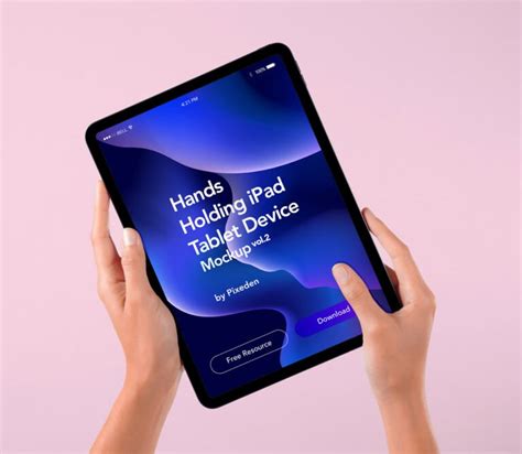 Free Hands Holding IPad Mockup Mockuptree