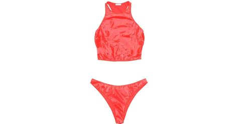 Oséree Oséree Latex Bikini Set in Red Lyst