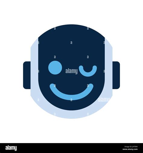 Robot Face Icon Smiling Face Wink Emotion Robotic Emoji Stock Vector ...