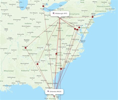 All Flight Routes From Pittsburgh To Orlando Pit To Mco Flight Routes