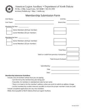 Fillable Online Ndala Membership Submission Form American Legion