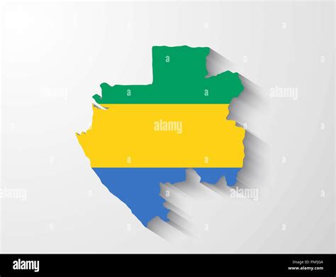 Gabon Country Map With Flag And Shadow Effect Stock Vector Image Art