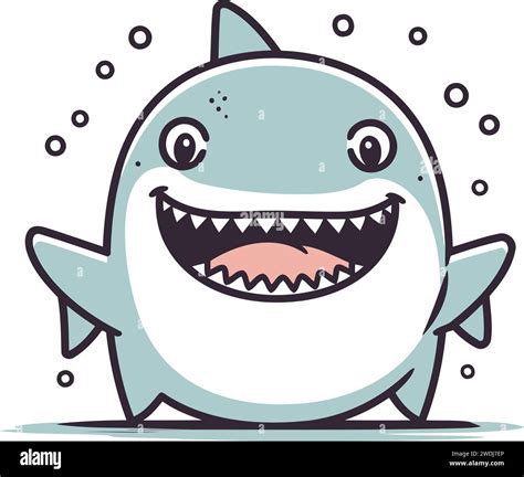 Shark vector illustration. Cute cartoon shark character with big teeth ...