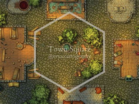 Village Town Square Multi Level Battle Map Fantasy City Map Dnd