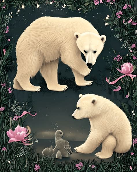 Polar Bear Mom and Baby Bear · Creative Fabrica