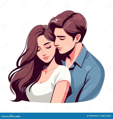 Romantic Couple Lovers Vector Illustration Happy Young Male Female Couple Together Wife And