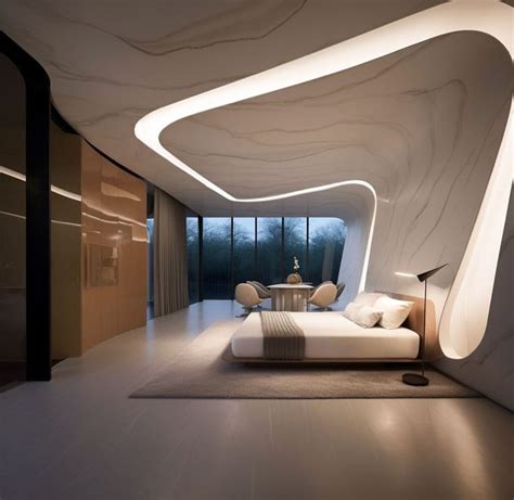 Futuristic Dream Home Villa Bedroom with Sitting Area 部屋 室内