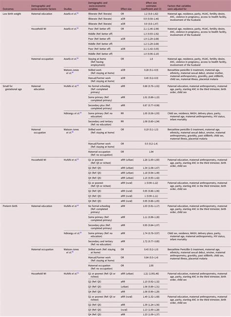 The Association Between Household Socio Economic Status Maternal Socio