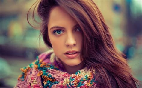 Brunette Scarf Model Long Hair Open Mouth Photoshop Women