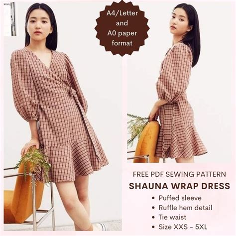 Shauna wrap dress pdf sewing pattern – Artofit