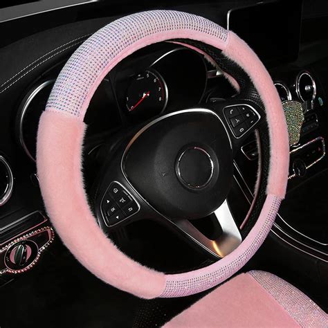 Funda Para Volante De Coche De Pulgadas Color Rosa Esponjosa De