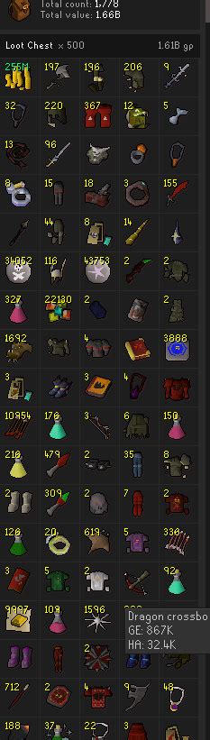 Loot from 500 loot keys - Dharok pking at G.E : 2007scape