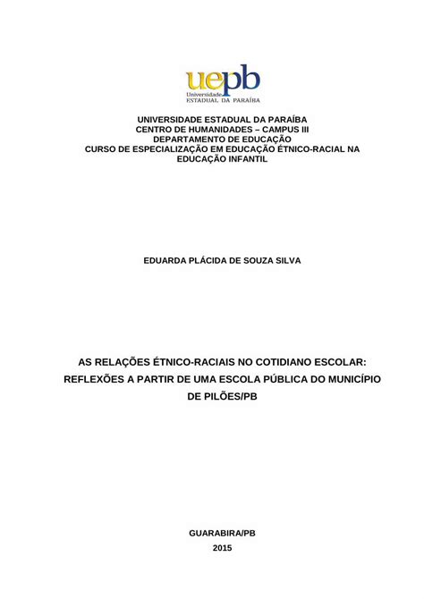 PDF AS RELAÇÕES ÉTNICO RACIAIS NO COTIDIANO ESCOLAR dspace bc uepb