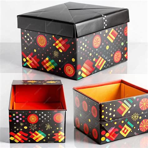 Premium Photo A Box With A Red And Black Box With A Design That Says