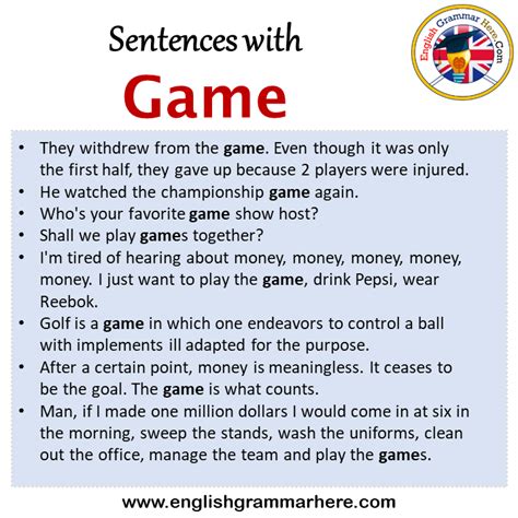 Sentences With Game Game In A Sentence In English Sentences For Game