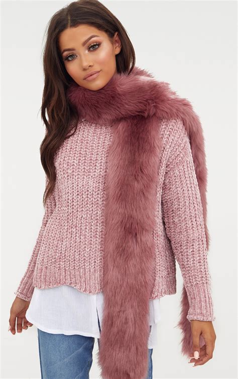 Pink Faux Fur Extra Long Scarf Prettylittlething Aus