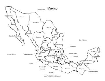 Printable Coloring Page Mexico With States Names - sonia sotomayor ...