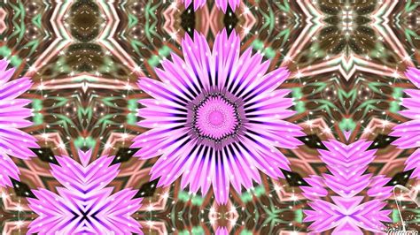 Abstrak Kaleidoskop Warna Seni Digital Bunga Wallpaper Hd