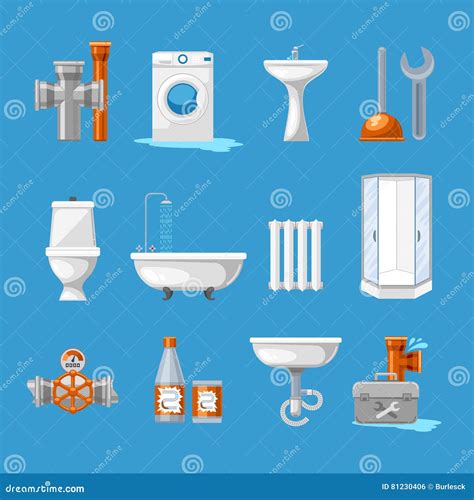 Sanitary Engineering Cartoon Icons Vector Illustration Cartoondealer