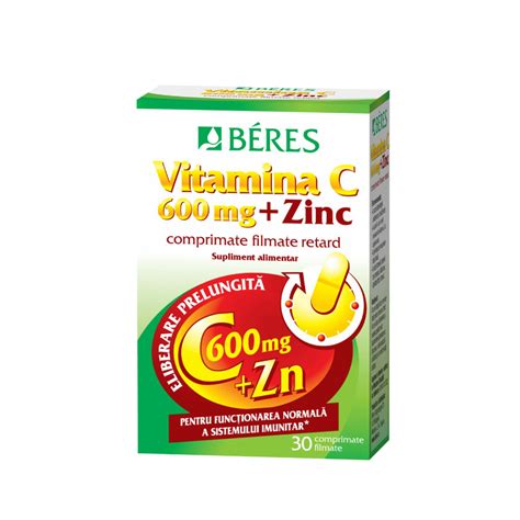 Vitamina C 600 Mg Zinc 30 Comprimate Filmate Retard Ber Bebe Tei