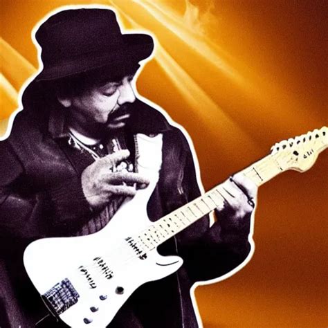 Portrait Of Carlos Santana Playing Guitar With Snakes Stable