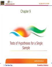 Chapter Test Of Hypotheses For A Single Sample Pdf I H C Fpt C N