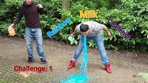 Challenge 1 Rainbow Milk Challange W Friends Vomit Alert Youtube