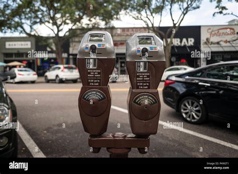 Parking Meters on the street, USA Stock Photo - Alamy