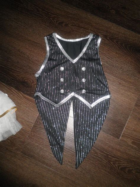 Lc Preloved Solo Kinetic Black Silver Pinstripe Tails Vest Size G