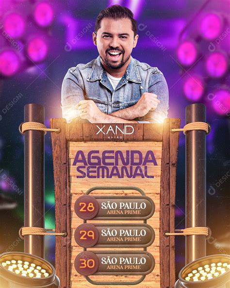 Flyer Agenda Semanal Xand Avião Social Media PSD Editável download