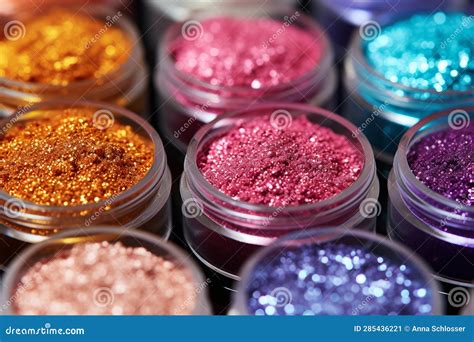 Close Up Texture of Glitter Eye Shadows in Plastic Containers Y2K ...