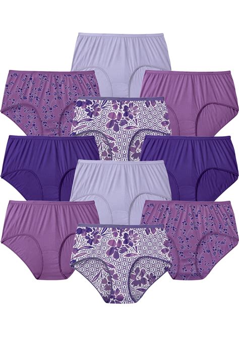 Comfort Choice Womens Plus Size 10 Pack Pure Cotton Full Cut Brief