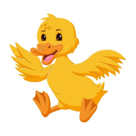 Cute Duck Cartoon Waving Hand While Sitting Happy Duck Cartoon Sitting