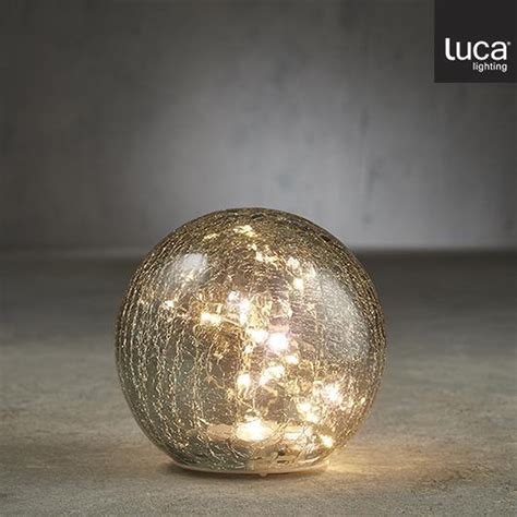 Luca Lighting Deco Bal Met Verlichting H14 x Ø15 cm Glas Grijs bol