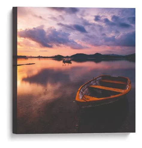 Cuadro Decorativo Canvas Paisaje Lago Canoa X Cm