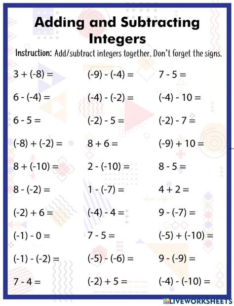 Subtracting Integers Worksheet With Answers – Martin Lindelof