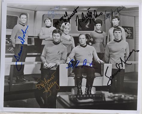 STAR TREK TOS Cast Signed Photo X8 William Shatner, Leonard Nimoy, D ...