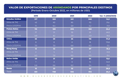 Producción de arándanos peruanos entre enero y octubre de 2022 superó