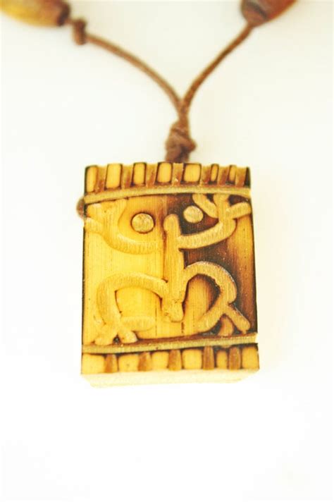 Puerto Rico Taino Indian Coqui Frog Bamboo Necklace Boricua