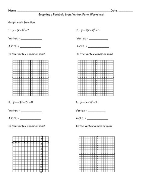 Graphing a Parabola From Vertex Form Worksheet - Fill Out, Sign Online ...