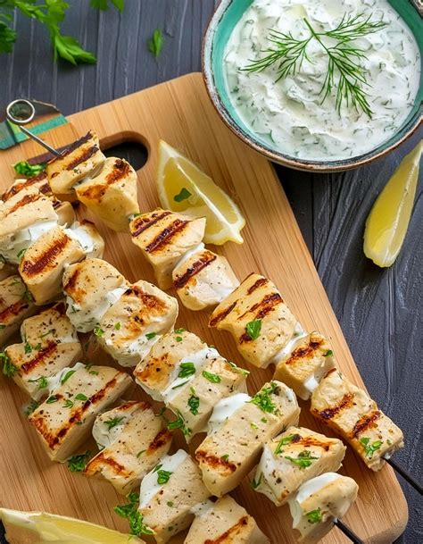 Greek Lemon Chicken Skewers With Tzatziki Sauce Recipe Teb Diy