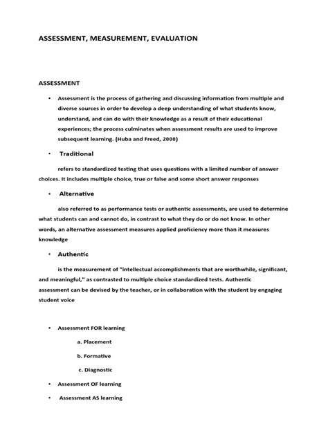 Assessment Measurement Evaluation Pdf Educational Assessment Rubric Academic