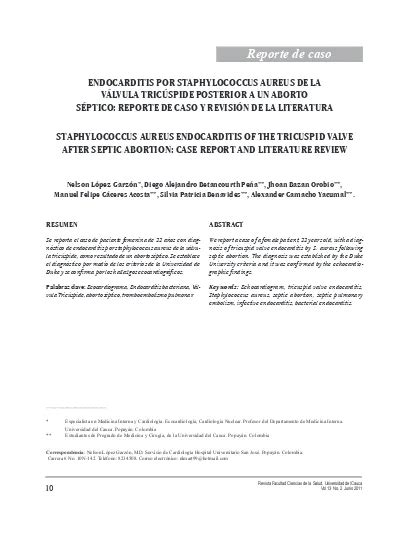 Endocarditis Por Staphylococcus Aureus De La V Lvula Tric Spide