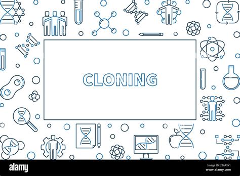 Cloning Concept Vector Horizontal Frame Or Illustration In Thin Line