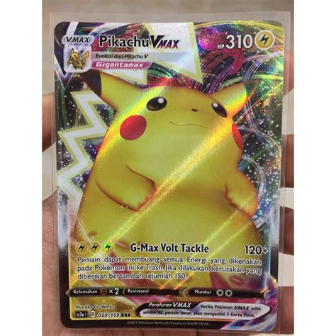 Jual Kartu Pokemon Tcg Pikachu Vmax Rrr Indonesia Ori Shopee Indonesia